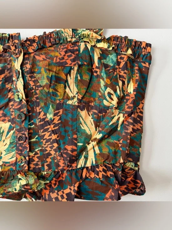 Ulla Johnson Alexandra Cropped Printed Cotton Poplin Top Women size S/M Corset - Picture 8 of 10